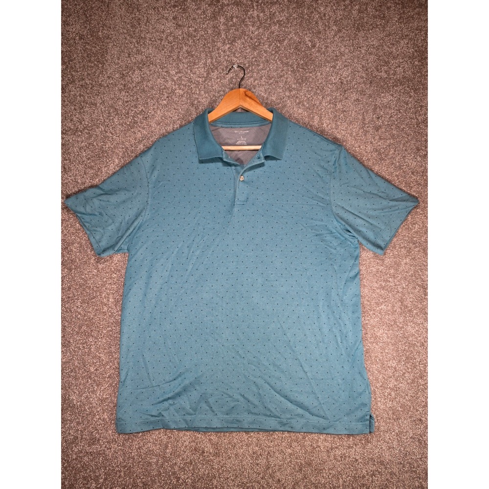 Van Heusen Flex Mens Classic Fit Polo Shirt Teal Blue Micro Dot Size L